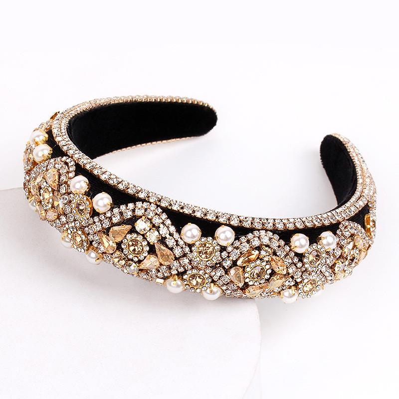 Fascia Classica Barocca in Raso con Strass e Perle per Donna