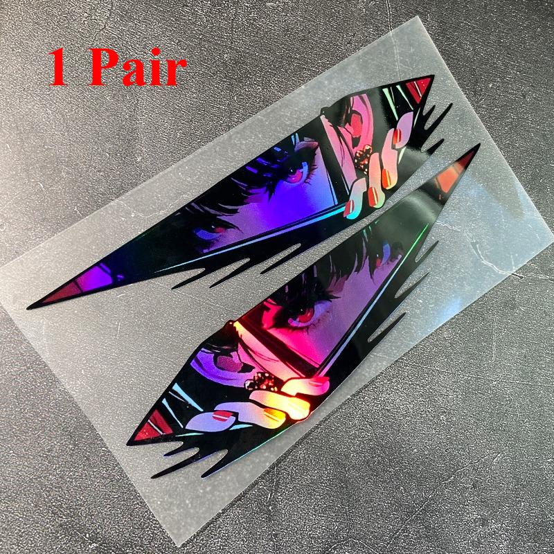 1 Pair JDM Anime Girl Motorcycle Waterproof Sticker for Motorcycle Helmet Fuel Tank Fairing Scooter Universal Vinyl Decals