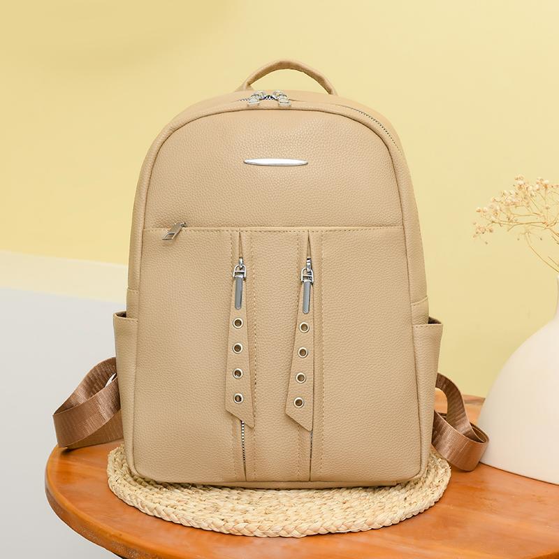 Jednobarevný dámský cestovní batoh na zip s velkou kapacitou