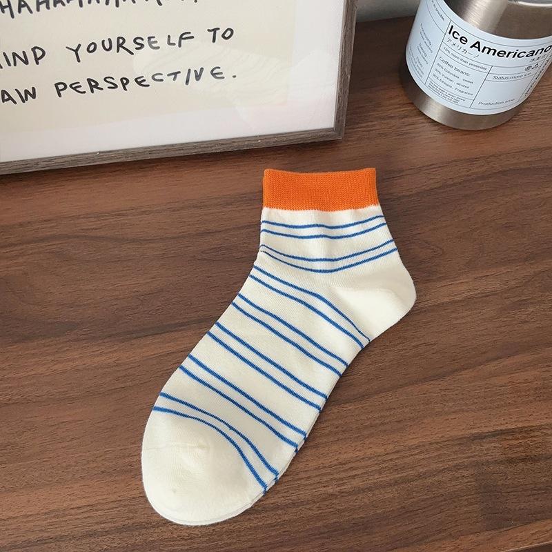 Retro Casual Striped Socks, Children's Short Socks, Trendy Cotton Socks, Summer Lightweight Sports Socks, Couple's Mid-calf Socks