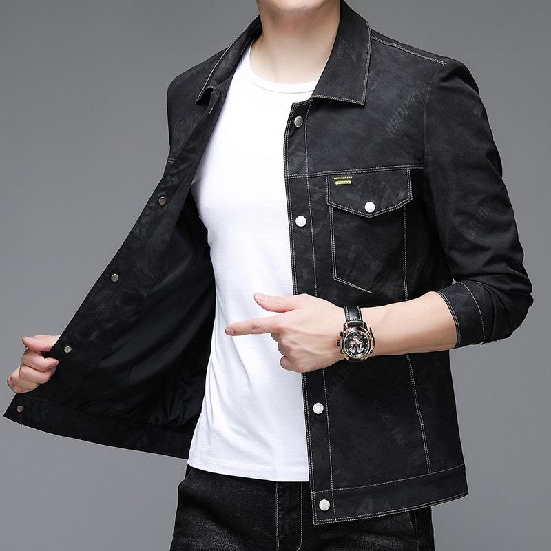 Spring and Autumn New Jacket Men's Korean Style Handsome Lapel Thin Jacket Casual Trendy Tops for Men