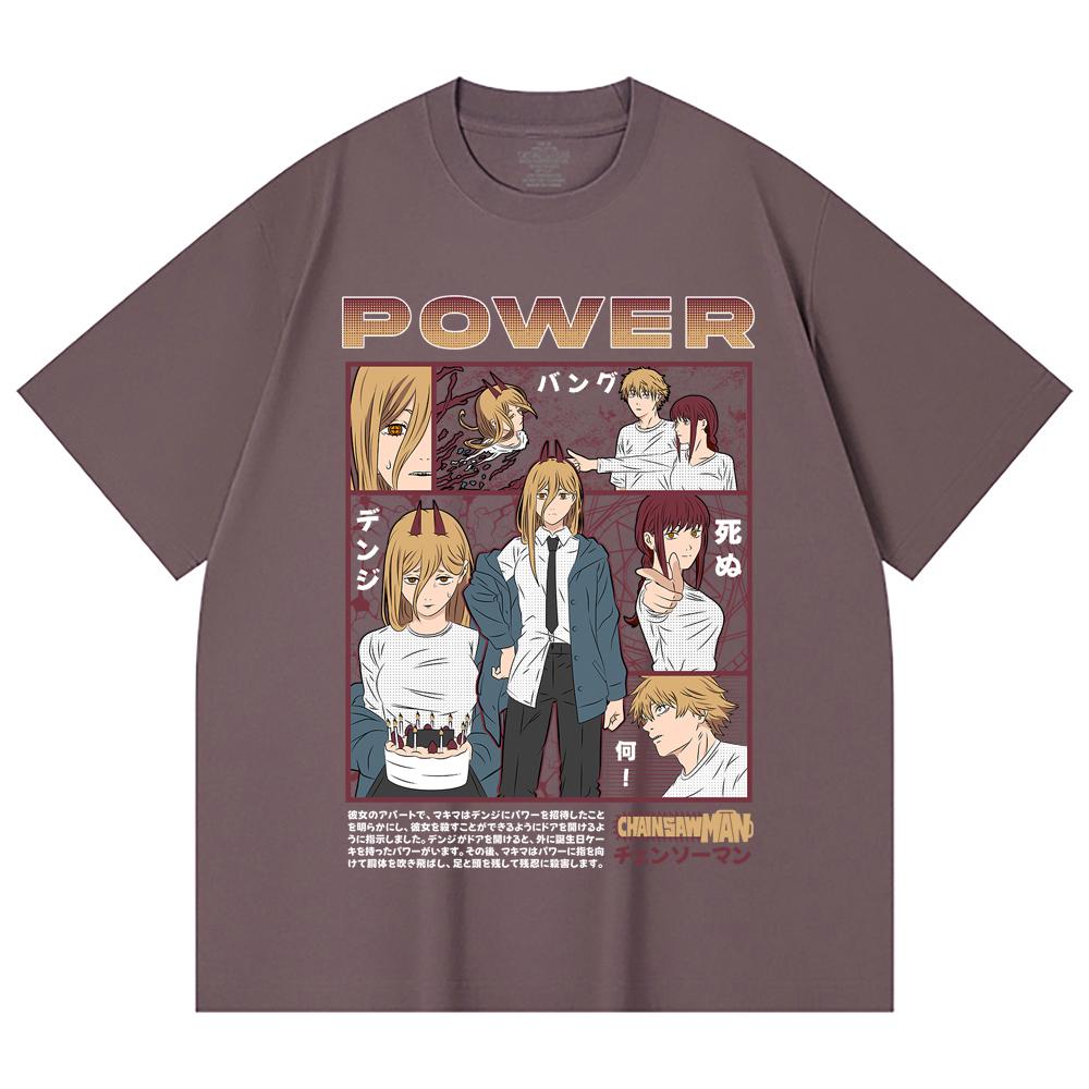 230 g/m² 100% Baumwolle Kettensägenmann V1 Power Print Unisex Schweres Baumwoll-T-Shirt