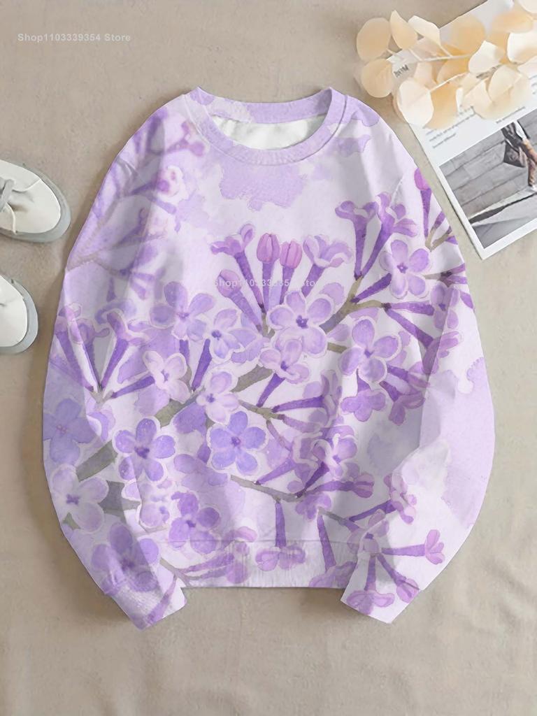 Fashion Flower Women round-neck sweatshirt 3D Print Y2k Streetwear Autumn Sweatshirts Oversized Pullovers Woman Clothing Tops