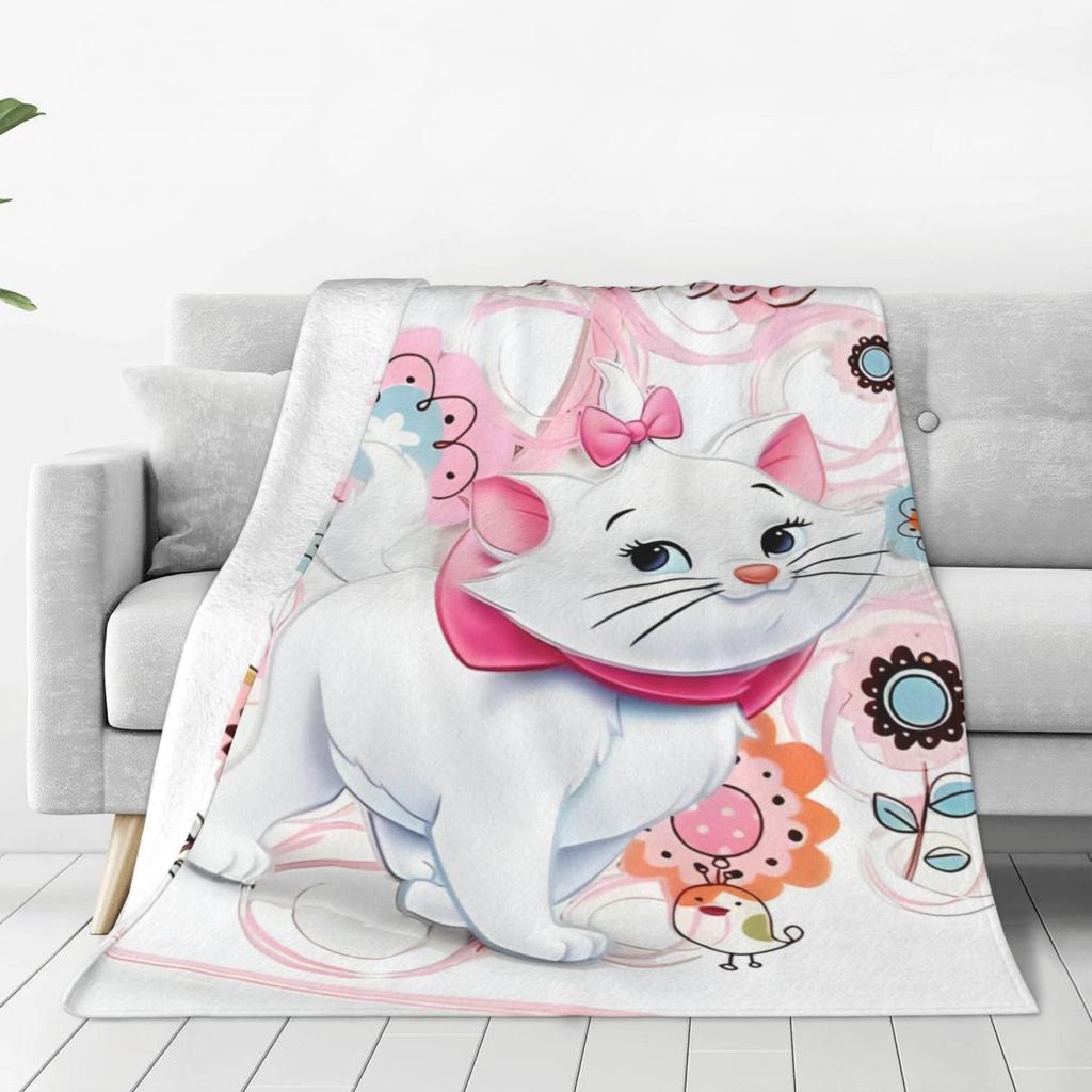 Marie Cat Blanket Warm Aesthetic Plush Throw Blanket For Bedroom Airplane Travel Flannel Bedspread Bed Cover