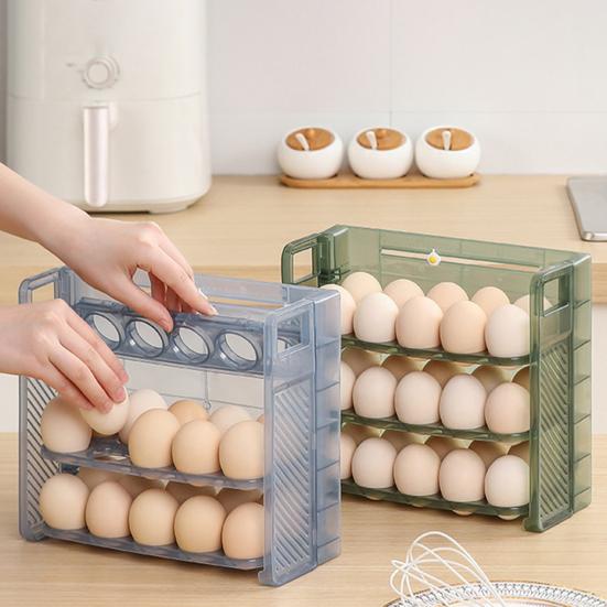 Fridge Egg Storage Box Three Tiers Large Capacity Space-Saving Egg Organizer Refrigerator Side Door Egg Dispenser