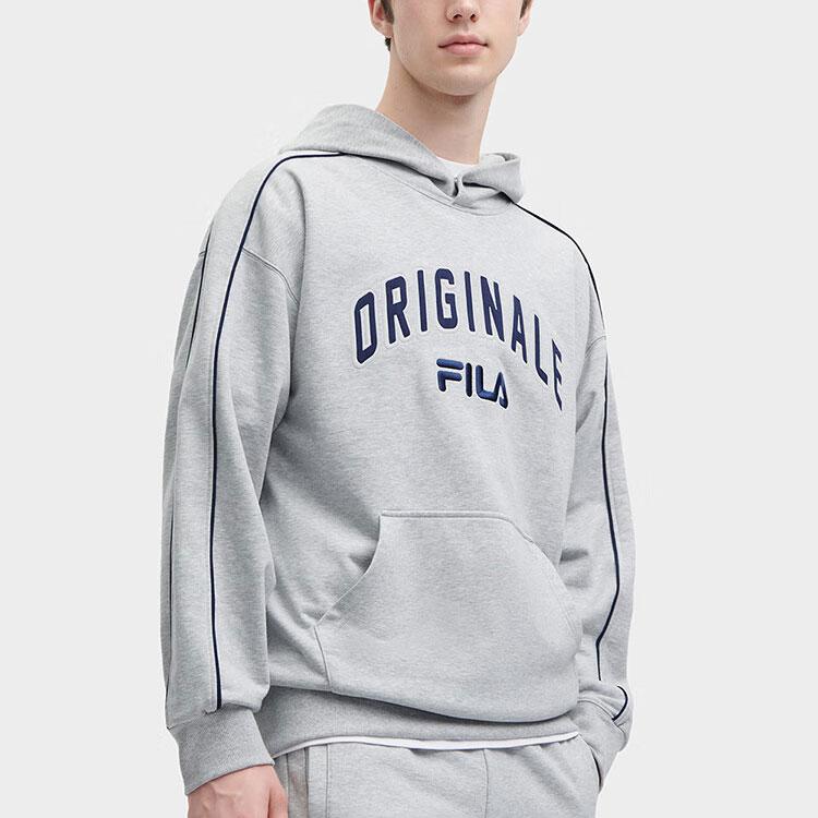 Fila Color Block Hooded Pullover American Style Sweatshirt Men Sweatshirt Flower-Gray F11M349201F-MG