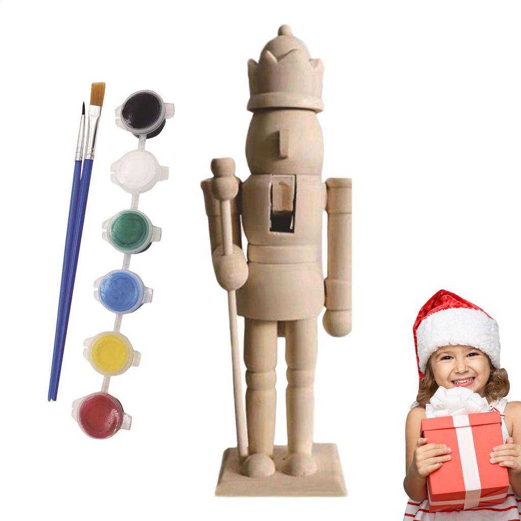 Paint Your Own Wooden Nutcracker Soldiers Wooden Unpainted Soldiers Wood Nutcracker Unfinished with Paint Kit for Kids Adults