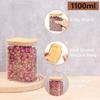Rectangle Clear Storage Jars with Bamboo Lids For Sugar Coffee  Pantry Organizer Container for Pasta Tea Candy Nuts