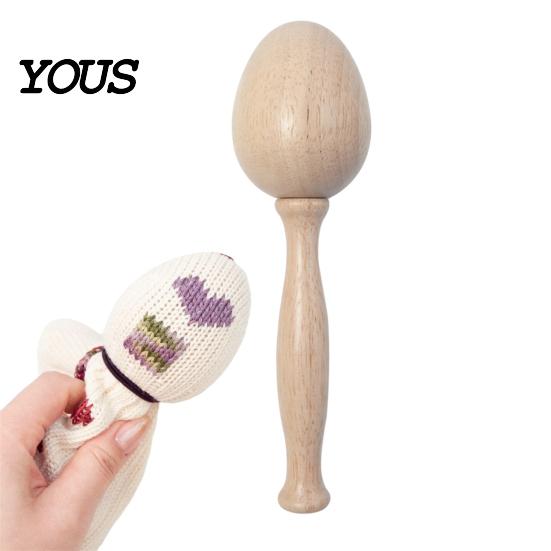 Wooden Darning Egg for Socks Repair, Shape Head Sock Hole DIY Embroidery Gadget Knit Mending Tool, Long Handle Darner Sewing Tool