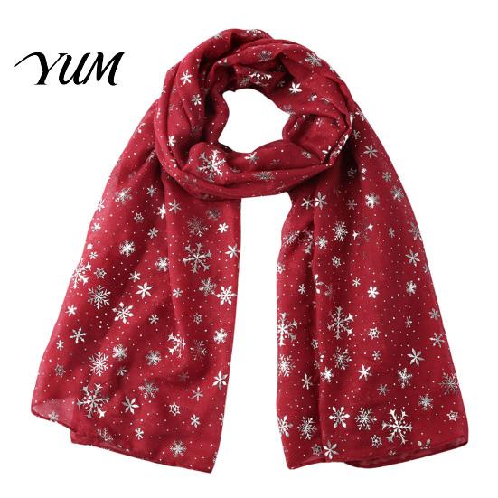 Feiertags-Accessoire Glitzernd Funkelnd Folien-Schneeflocken-Print Schal für Damen, Weihnachten Warm Hals-Thema Schal Wickel, Herbst Winter Leicht