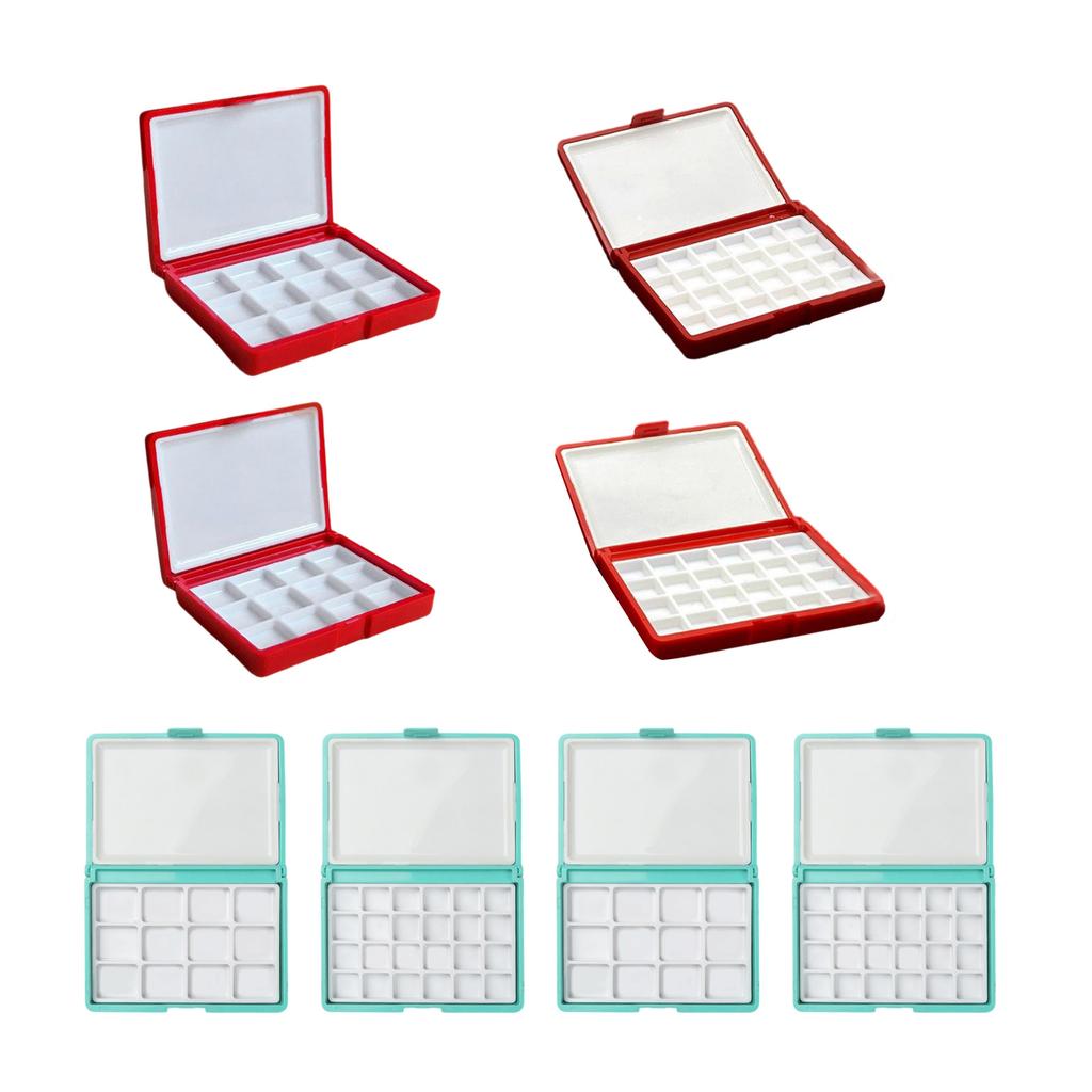 Portable Watercolor Paint Palette Box Paint Mixing Tray 12 Well 24 Well For Watercolour Oil Acrylics Gouaches Painting
