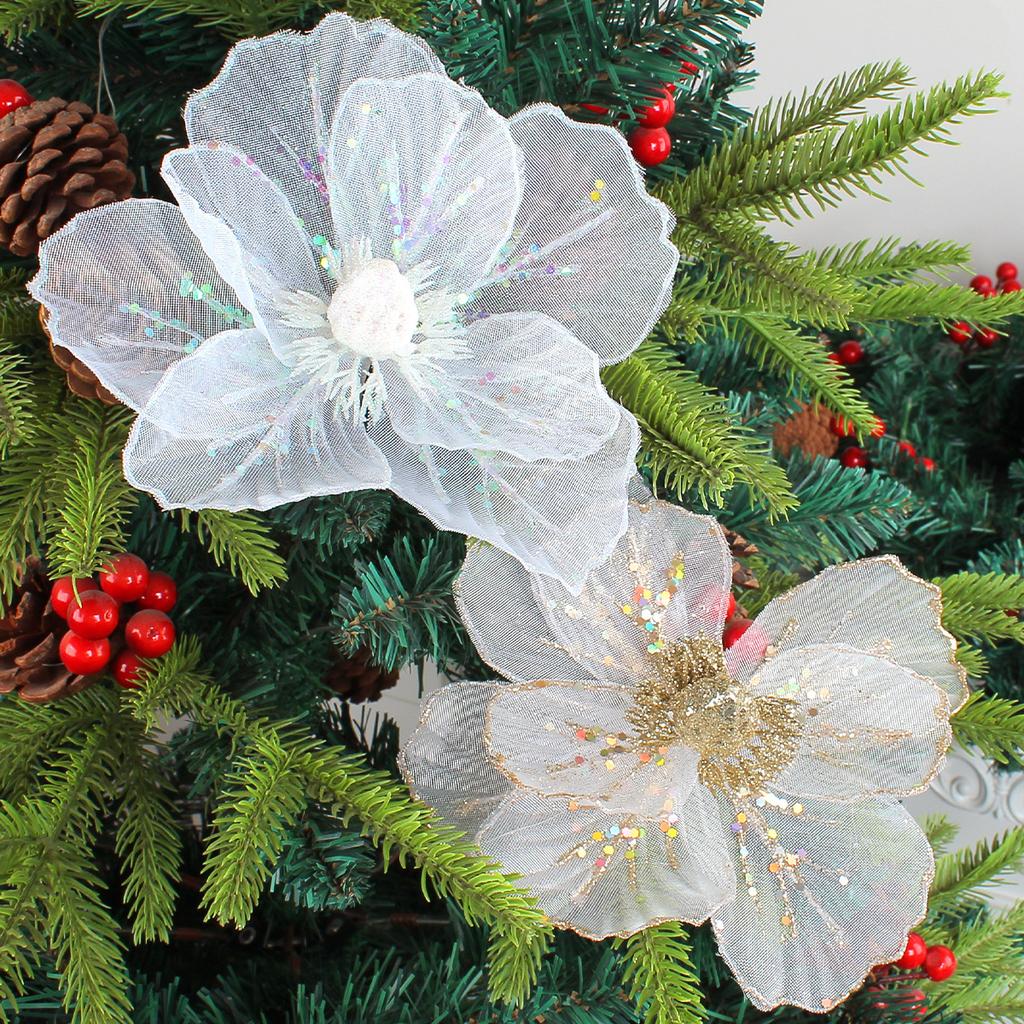 Mesh Christmas Flowers, Christmas Decoration Props, Christmas Tree Decorations, Fabric Flower Arrangements, Party Decorations, DIY Fake Flower