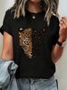 T-shirt d'été vintage pour femme avec imprimé léopard et graphique tigre, manches courtes, respirant, décontracté, col rond, vêtements pour femme