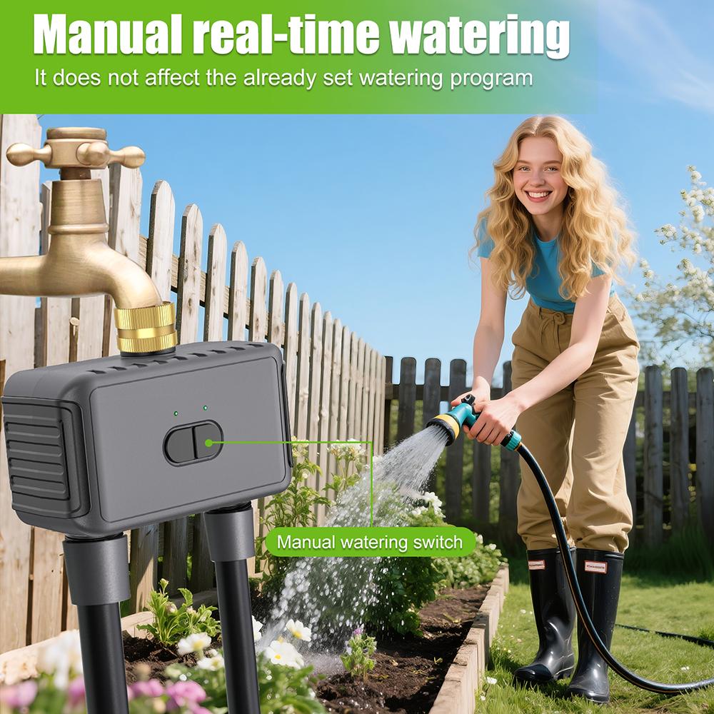 2.4Ghz WiFi Irrigation Water Timer 2 Outlets Automatic Irrigation Controller Watering System Sprinkler Timer for Outdoor Garden