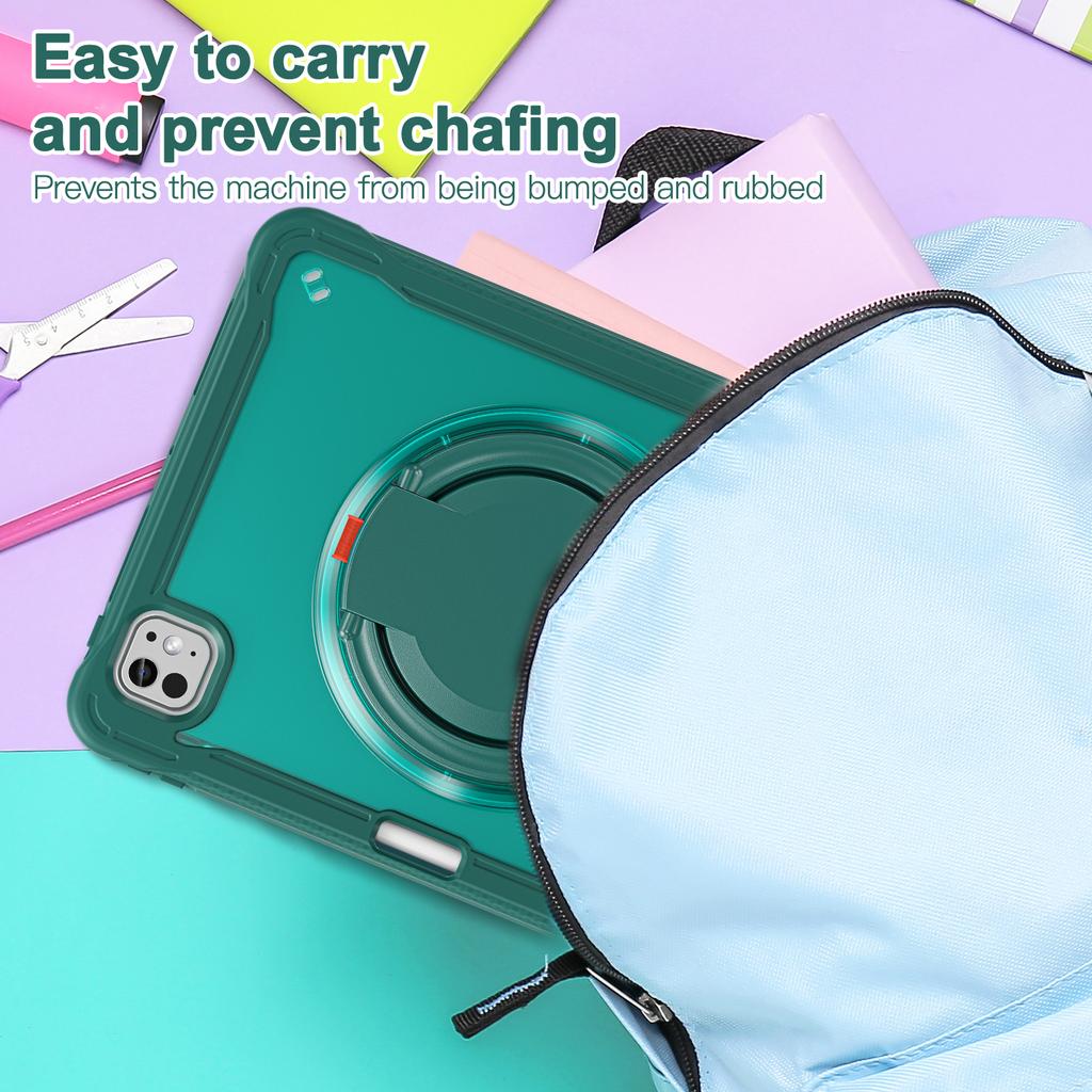 For iPad Pro 11 (2024) Case Rotary Kickstand PC+TPU+Silicone Tablet Cover