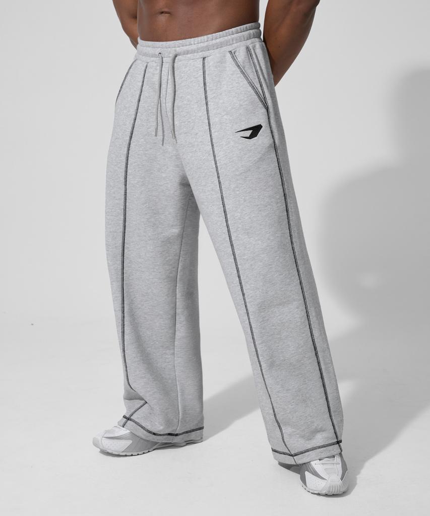 DRIX Overlock Stitch Sweat Wide Pants_Melange Gray