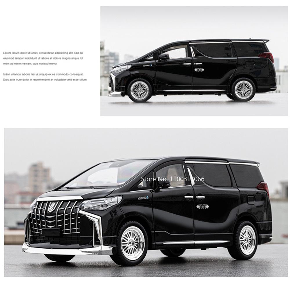 1:18 Metal Diecast Alphard Prado Cars Model Toys MPV Rubber Tires with Light Sound Vehicles Toy for Children Birthday Presents