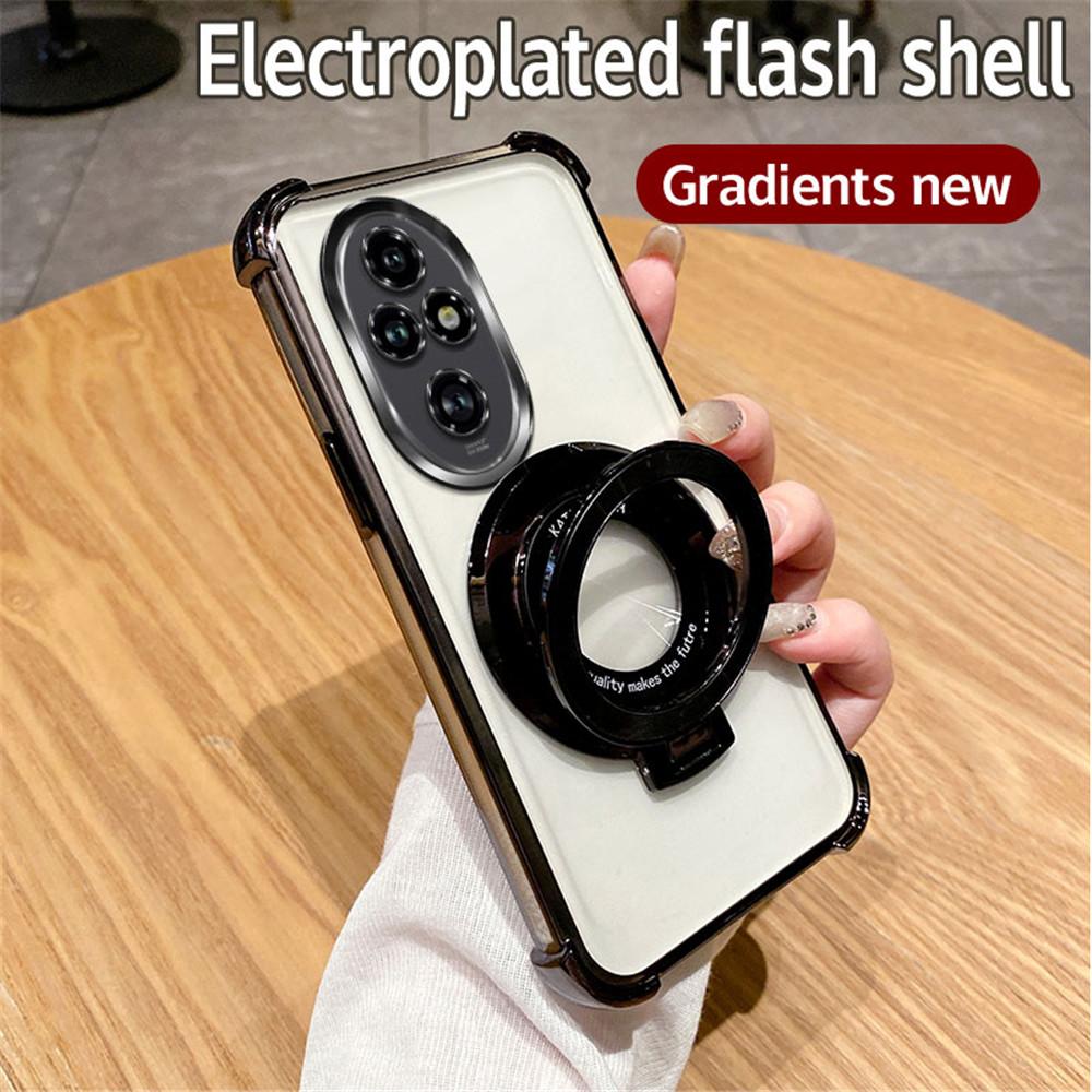 For Honor 200 Pro Glitter Shockproof Plating Bracket Phone Holder Case For Honor 200 50 60 70 80 90 100 Pro X9A Soft Stand Cover