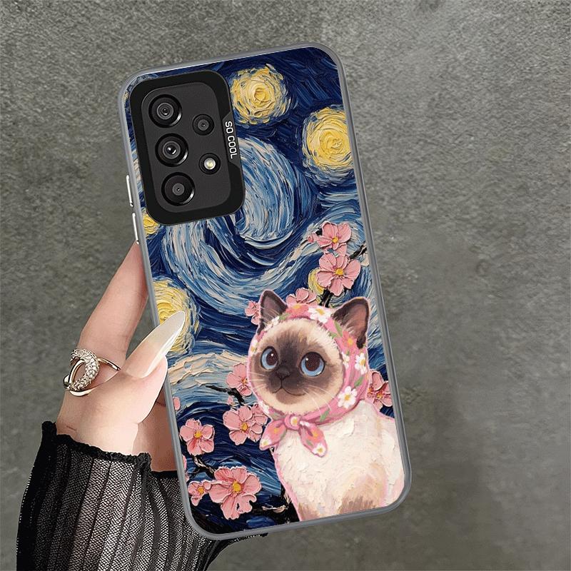 

Cute Floral Headscarf Kitten Shockproof Phone Case for Samsung A17 A16 A15 A14 A37 A57 A36 A56 A26 A35 A55 A25 A34 A54 A24 A13 A Samsung A33