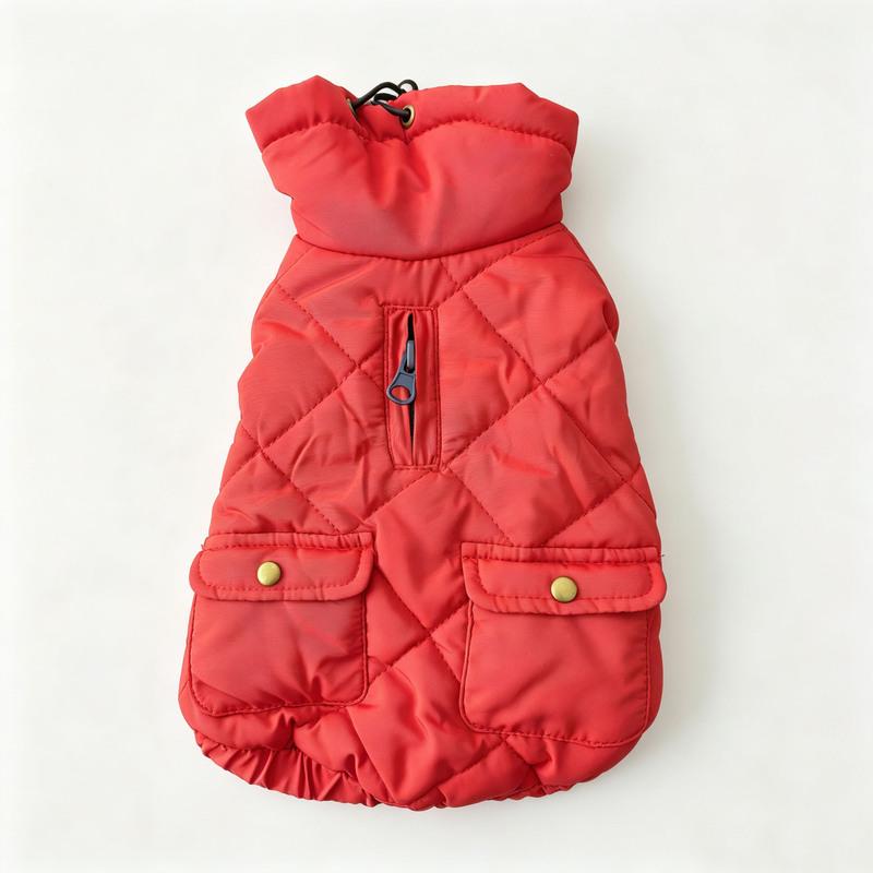 Windproof Dog Coat, Warm Dog Jacket with Built-in Harness, Fleece Lined Cold Weather Coat with Zipper for Winter, Cold Weather