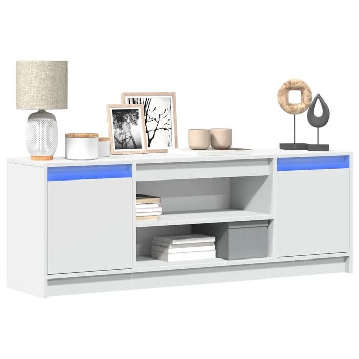 VidaXL TV Stand with LED White 139.5x34x50 Cm Engineered Wood 852194