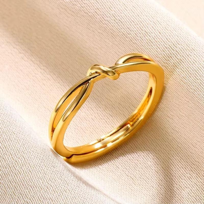 Retro stainless steel geometric ring women's niche design sense versatile opening adjustable ring hot sale