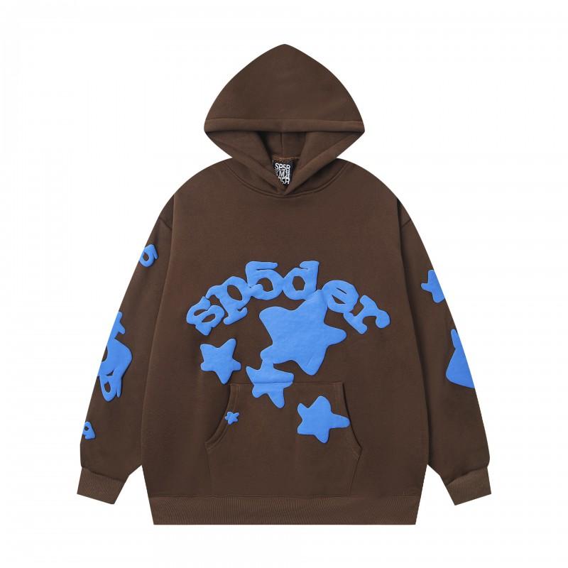 Unisex Übergroßes Kapuzenpullover-Set Mit Spinnennetz-Folienaufdruck Warm Fleecegefüttert Lockerer Schnitt Streetwear Herren Damen