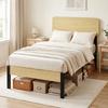 Bed Frame 90 X 200 Cm with Headboard, Platform Bed, Single Bed with Under-Bed Storage