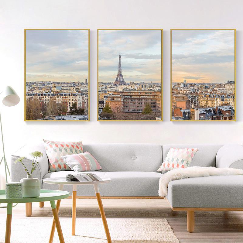 Paris Panorama Landscape Canvas Painting Eiffel Tower Posters and Prints Modern Wall Art Picture for Living Room Home Decor