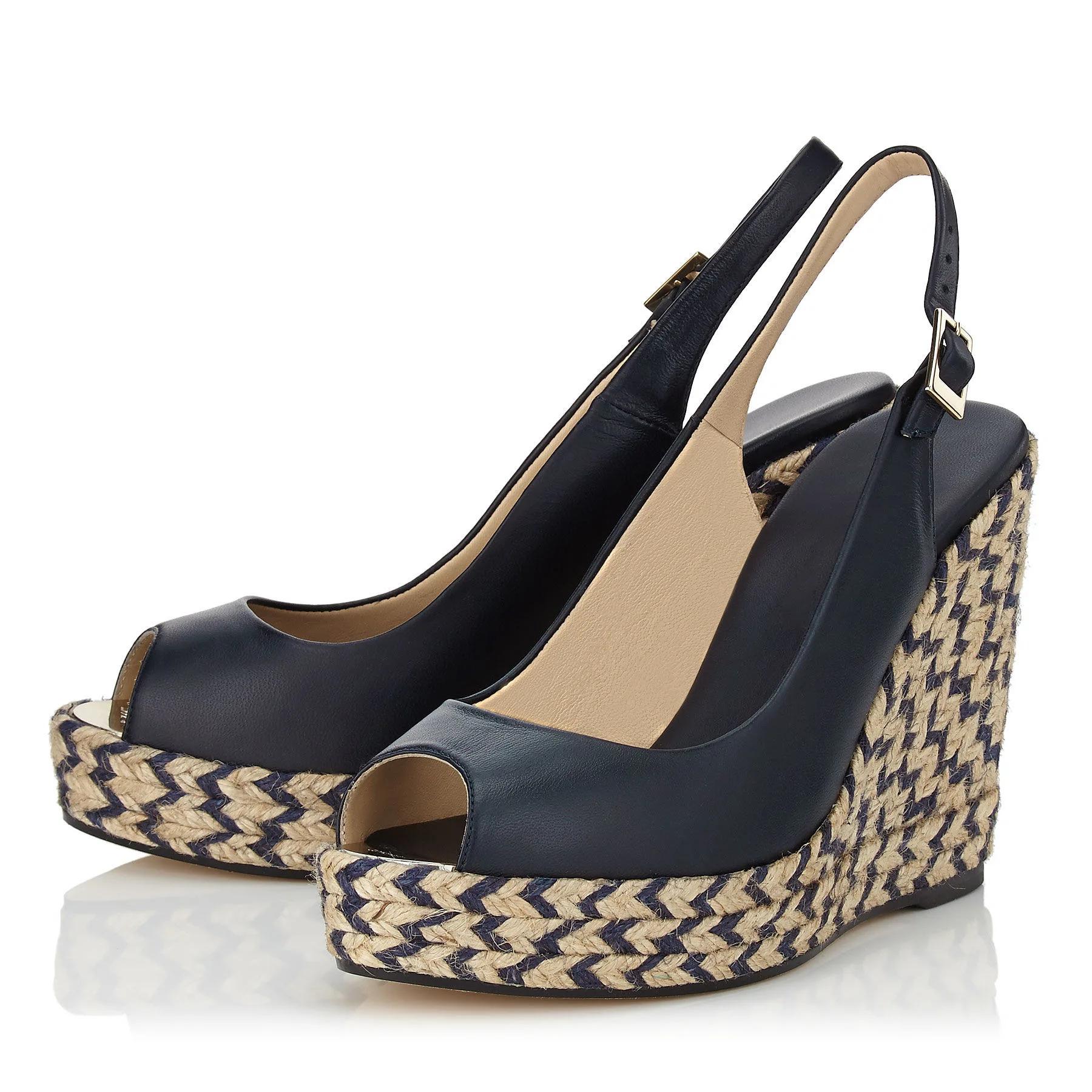 

Hemp Rope Peep Toe Wedge Sandals 2025 Summer New Back Strap Buckle Platform Roman Sandals Black Casual Women Shoes 35