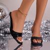 Women High Heels Sandals Summer New Fashion Slippers Square Toe Lightweight Sandals Open Toe Slingback Shoes Female