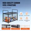 Rolling Sports Ball Storage Cart, Lockable Basketball Cage with Double Lids, Sport Equipment Holder Organizer for Indoor Outdoor, Steel Storage Rack