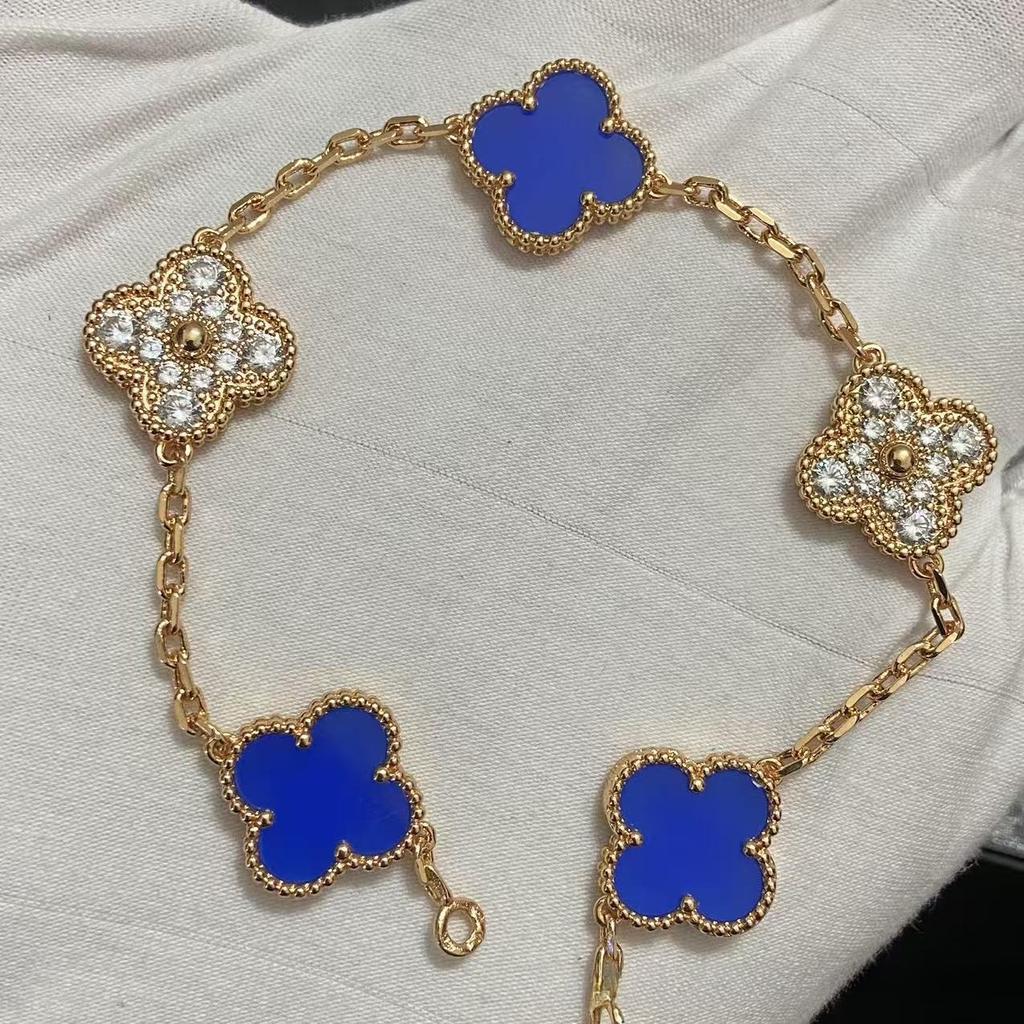 Nouă Versiune Brățară Trifoi cu Patru Foi Cinci Flori Agat Roșu Natural Sidef Alb Brățară Dama Brățară Laser