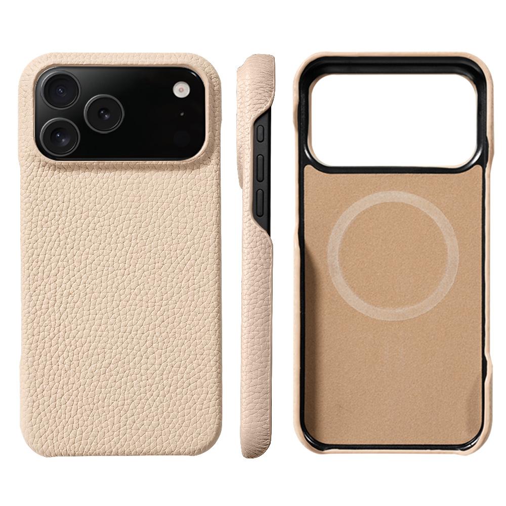 for Magsafe Case for iPhone 17 Air 15 16 Pro Max 17Pro Lychee Natural Cowhide Leather Magnetic Protector  Phone Back Cover