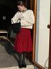 Winter Slimming Velvet Pleated Lace Skirt - Textured Design