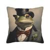 Pillow Case Gentleman Frog Comfy Pillow Cover For Sofa Home Decor Retro Trendy Pillowcases