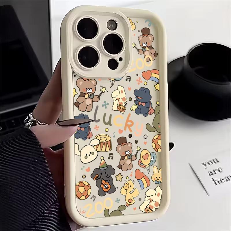 Cute Animal Party Bear Duck Silicone Case for Samsung Galaxy S25 Ultra S24 S23 S22 S21 S20 FE S21 Plus A55 A54 A35 A15 Cover