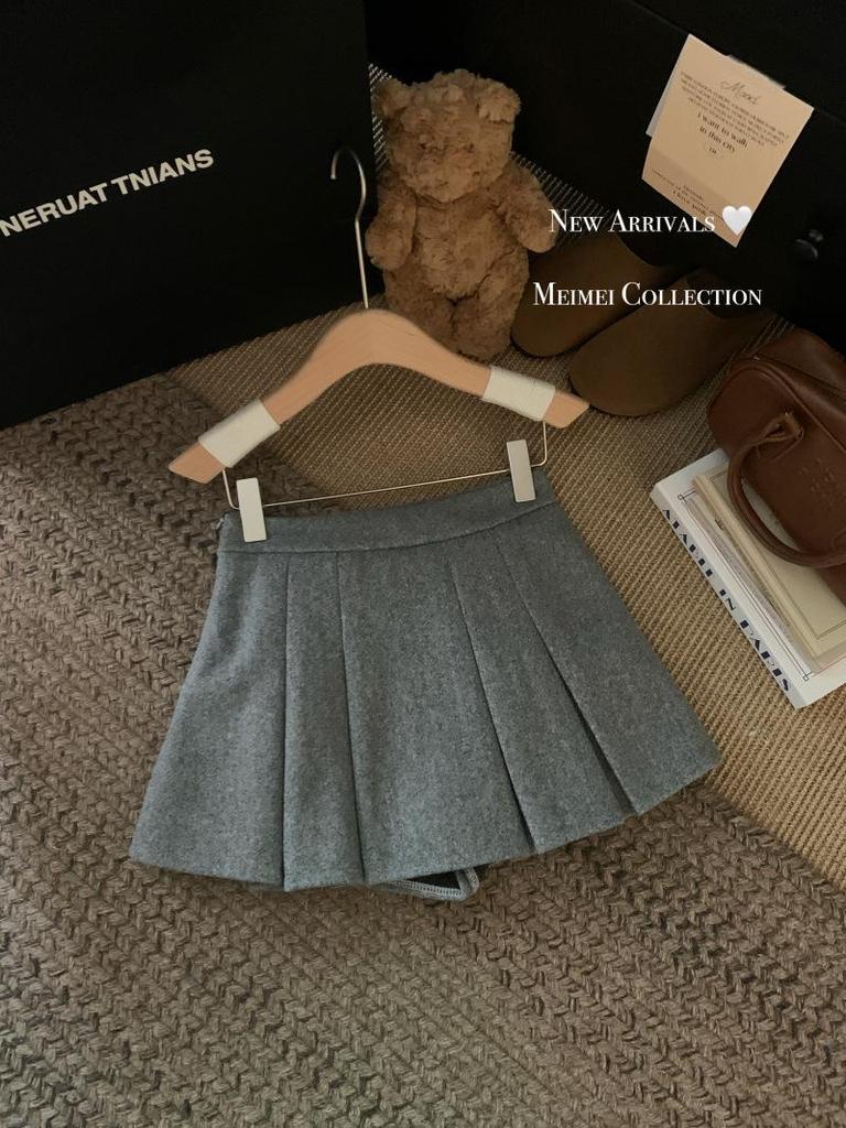 Damen High-Waist Woll Falten Minirock Hose - Herbst 2025 Trendiger Eleganter Stil