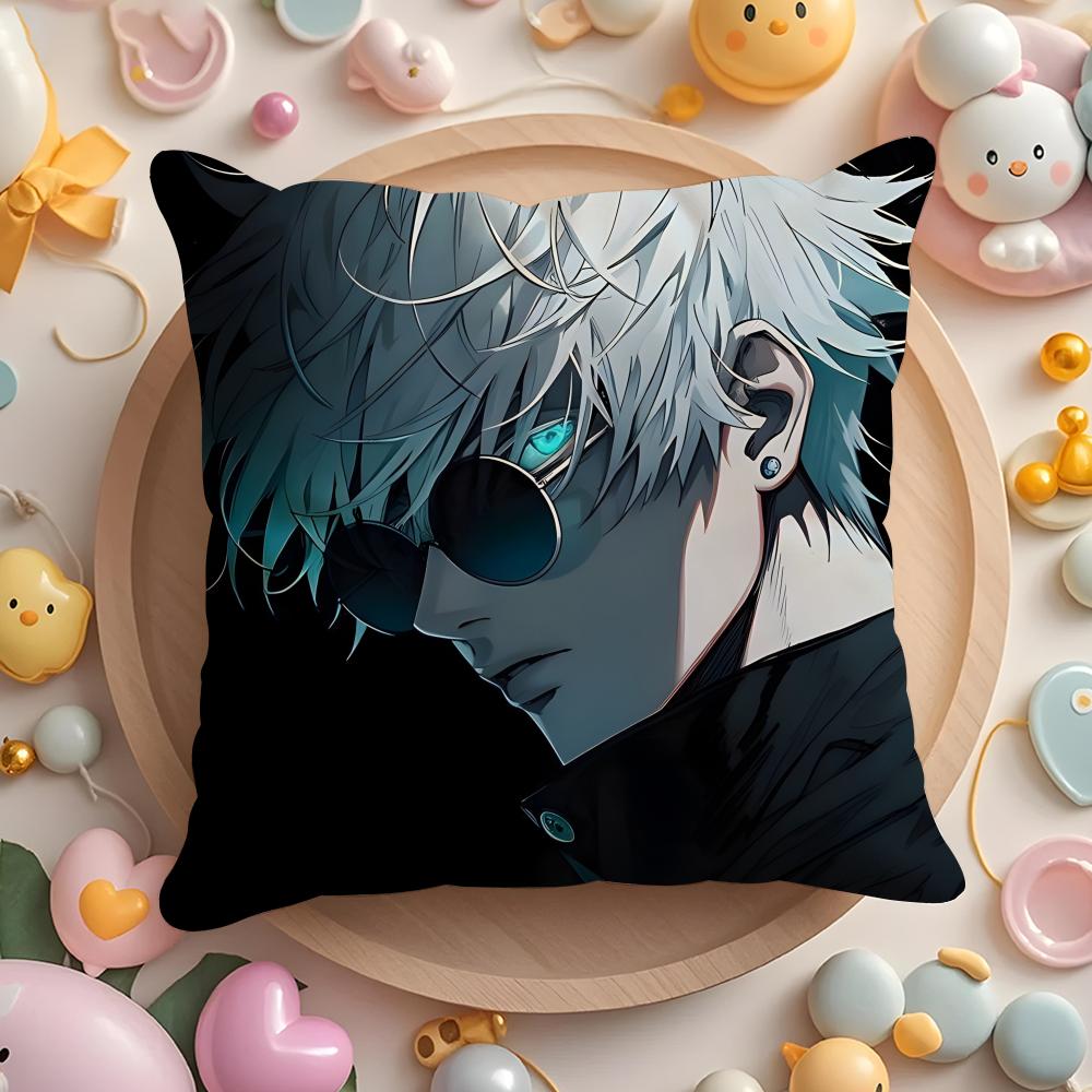 J-Jujutsu anime K-Kaisen Cushion Cover Home & Car Multi-Scene Pillow Cover - Reversible, Soft & Durable for Daily Use