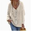 JPNTKY Women's Fashion Casual Solid Color Print Long Sleeve V Neck Blouses & Shirts