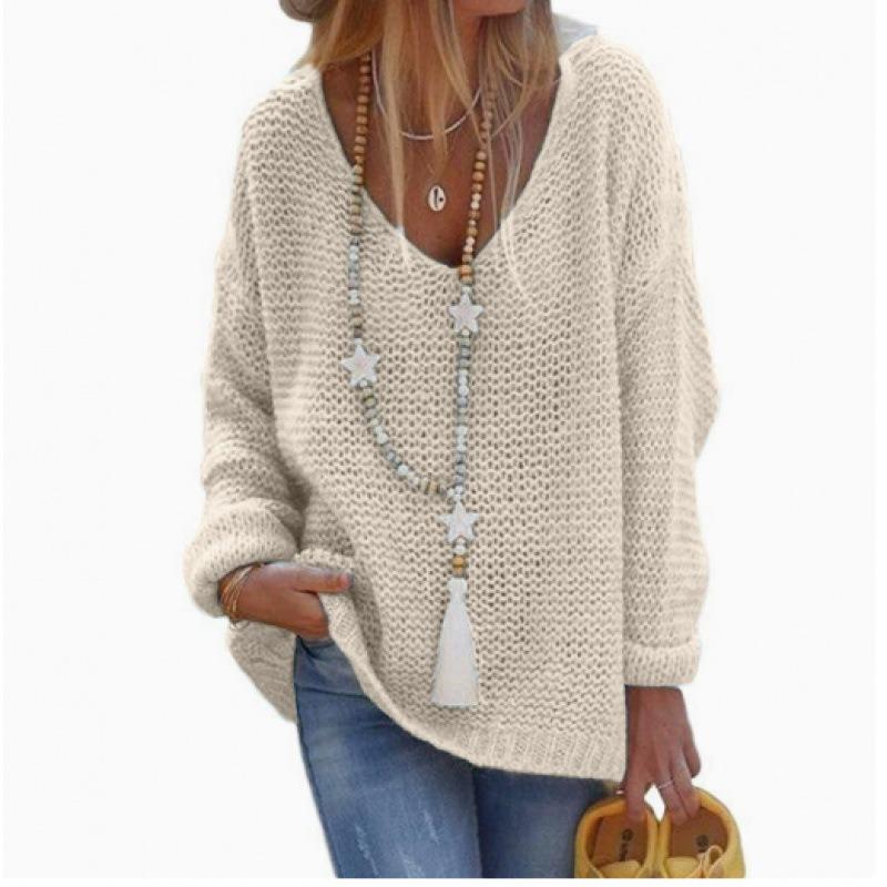JPNTKY Women's Fashion Casual Solid Color Print Long Sleeve V Neck Blouses & Shirts