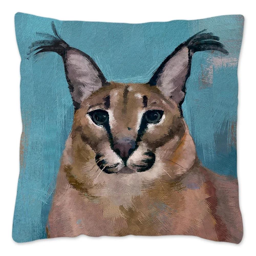 Capa de Almofada Meme Fofo Floppa 40x40 Decoração de Casa Dakimakura Engraçada Gato Caracal Capa de Almofada para Sala de Estar Housse De Coussin