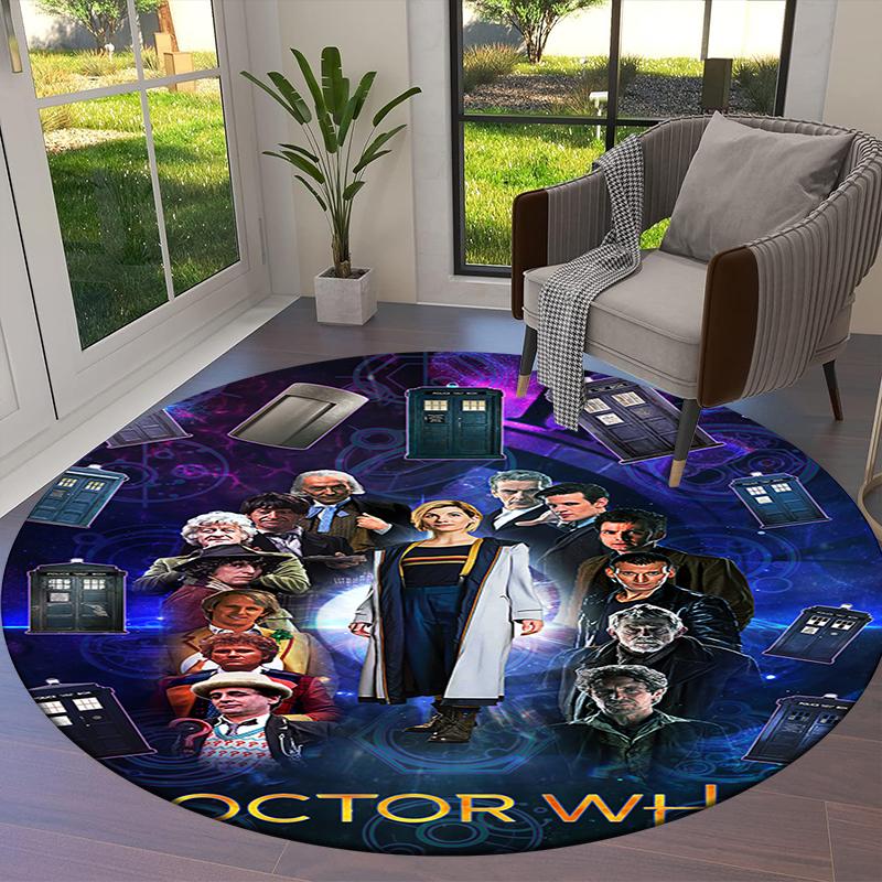 Doctor Who Round Area Rug,Carpet Rug for Living Room Bedroom Sofa Playroom Decor,Non-slip Floor Mat