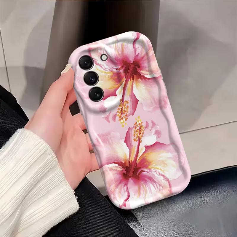 Pink Hibiscus Flowers Phone Case For Samsung Galaxy A56 A55 A37 A36 A27 A26 A16 Galaxy S26 S25 S24 FE S22 S23 Ultra Plus Cover
