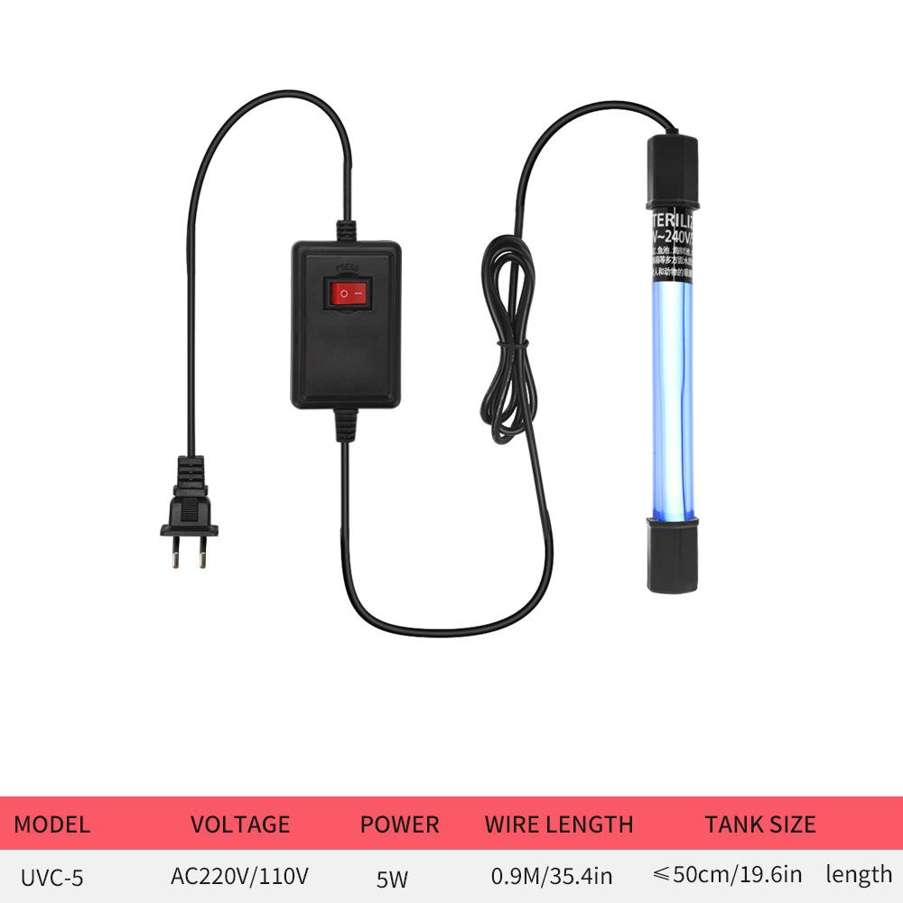 Аквариум чистый свет УФ-дезинфицирующее средство 5 Вт/11 Вт зеленый прочь для очистки воды в аквариуме 5W EU Plug чёрный
