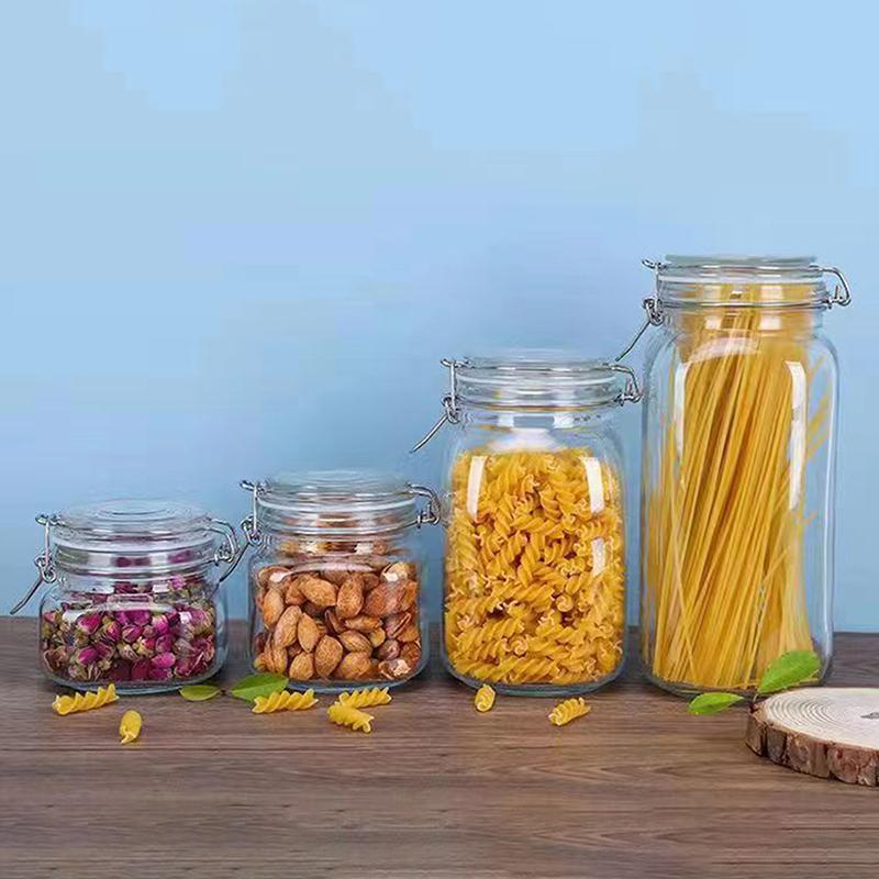 Glass Bottle Sealed Jar For Kitchen Food Pickle Fruit Canned Transparent Big Mouth Jam Bottle Storage Jar Household
