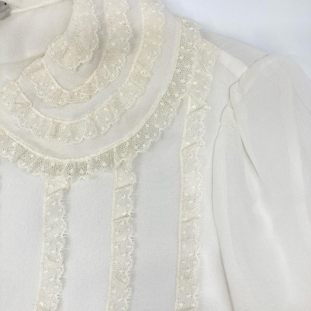 MIUMIU White MK1627 Lace Blouse tops 36 whiteUsed