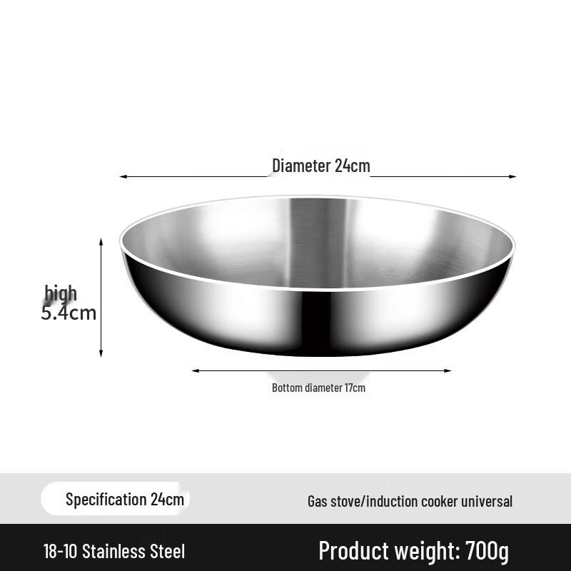 ZISIZ Detachable Handle Stainless Steel Frying Pan