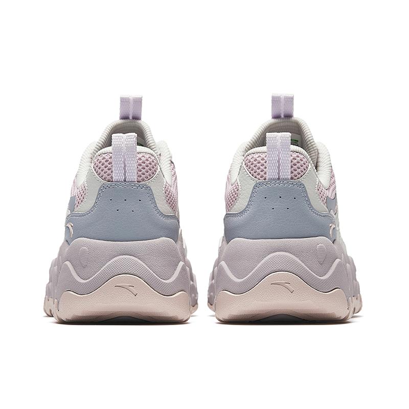 Anta Comfortable Trendy Slip-Resistant Breathable Low-Top Dad Shoes Women Sneaker Gray Pink Purple 922528822-3