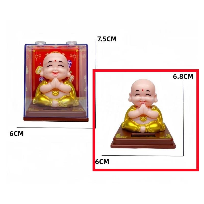 1Pcs Auto Shaking Little Monk Car Interior Accessories Toy Mini Solar Powered Little Monk Car Ornament Desktop Office Decoration